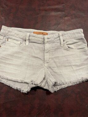 Joe’s jeans distressed hem cut off denim shorts in platinum (light gray)